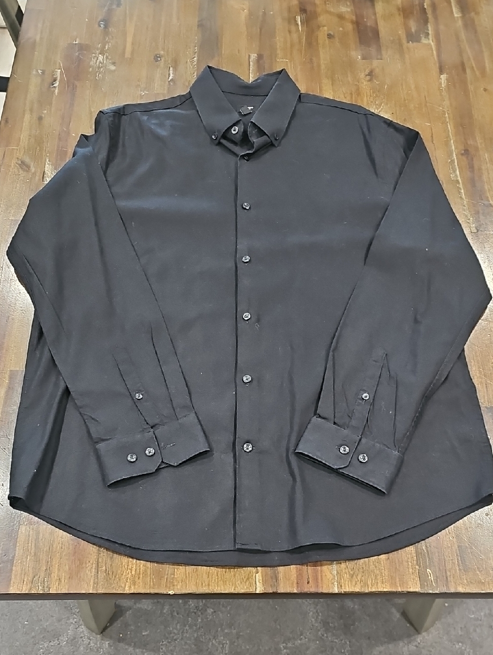Express Black Men's Button-Down Linen/Cotton Blend Shirt